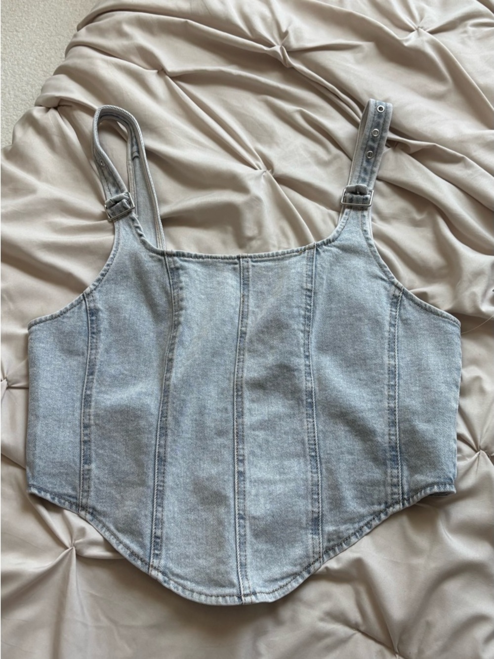 NWT Light Wash Denim Corset Top